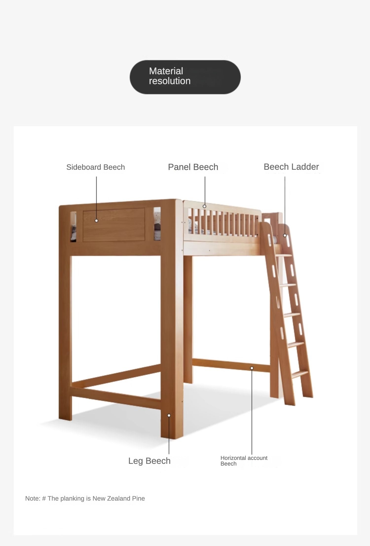 Beech solid wood Loft bed<