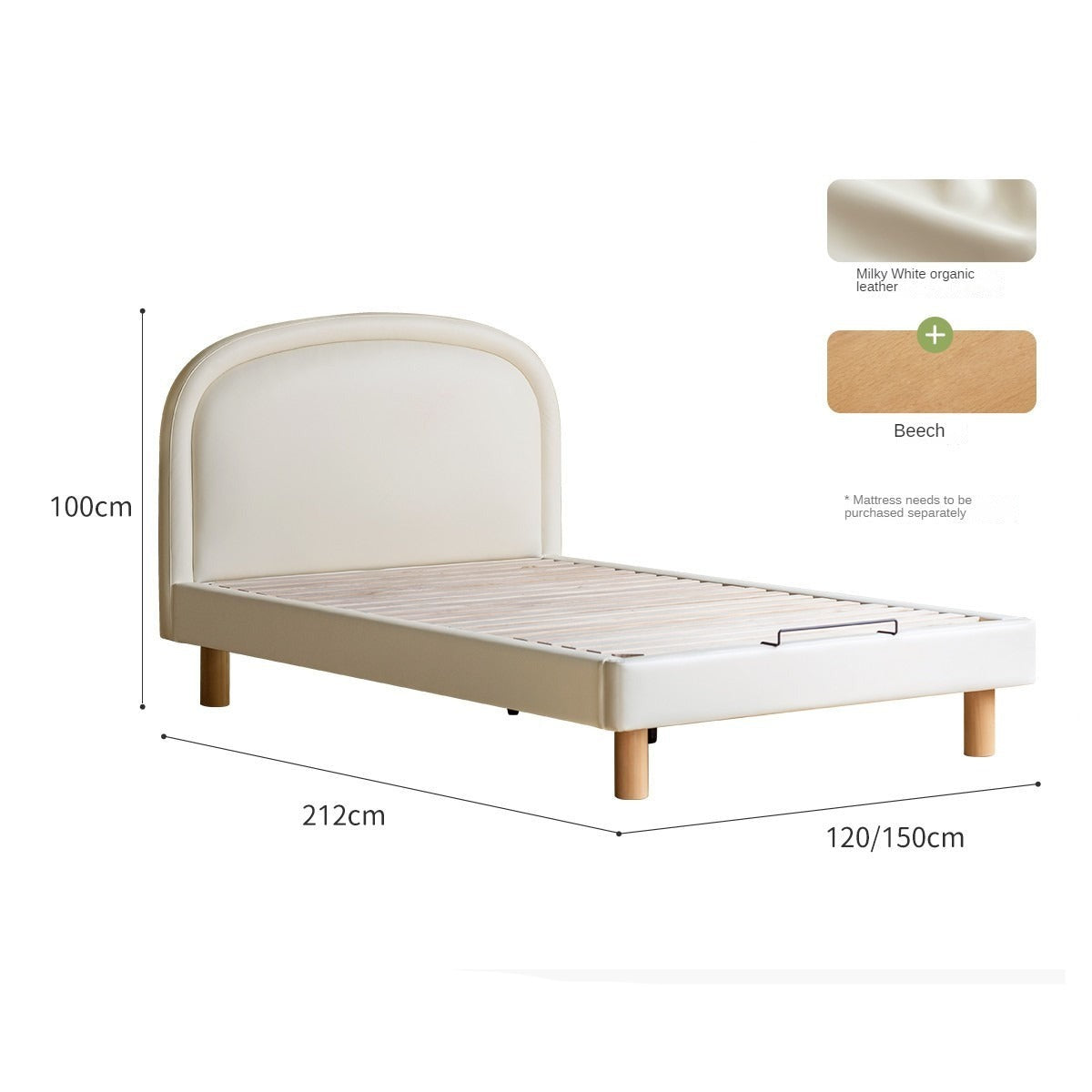 Organic Leather kid's Bed, cream style)