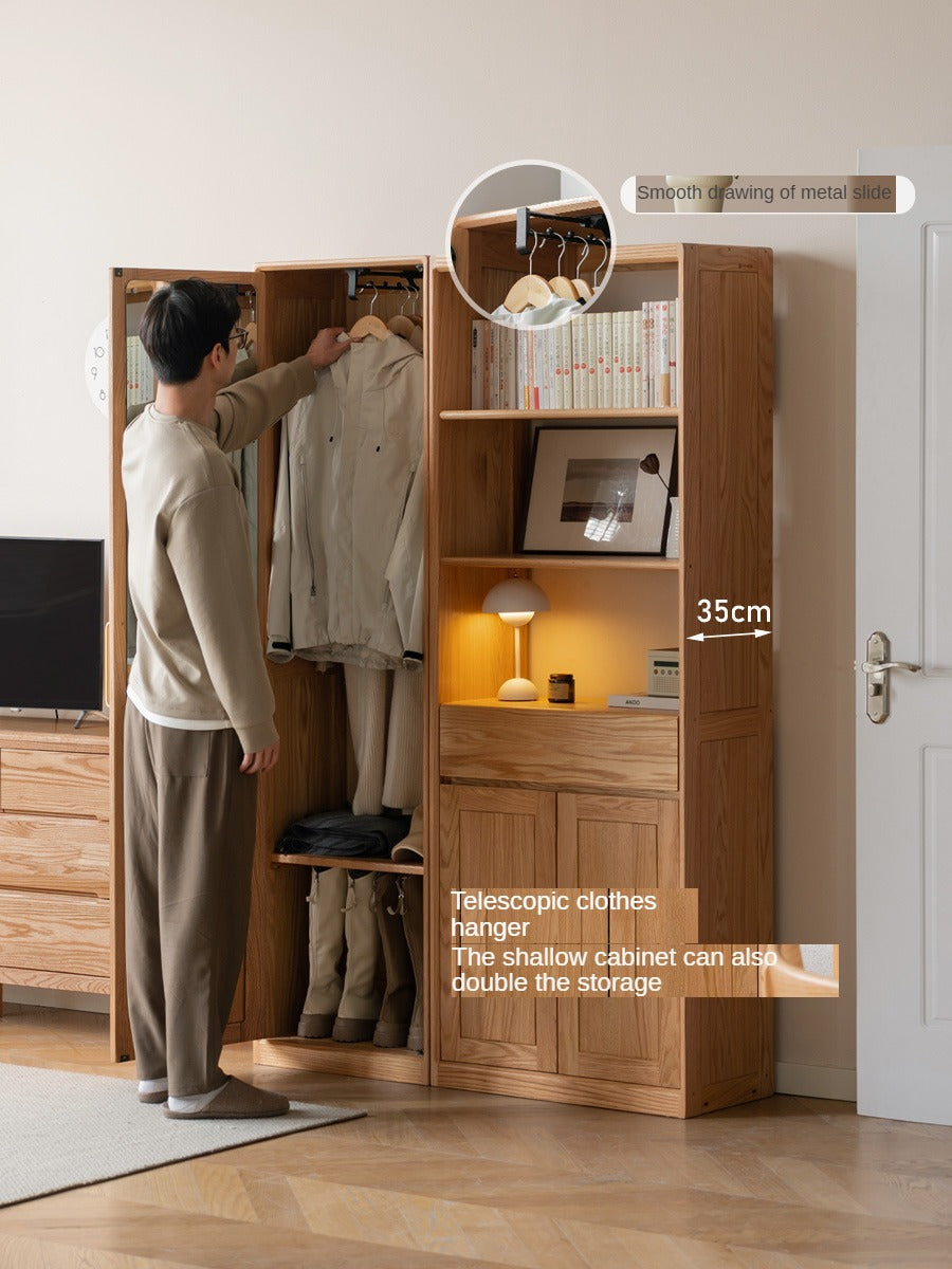 Oak Solid Wood Mirror entrance cabinet: