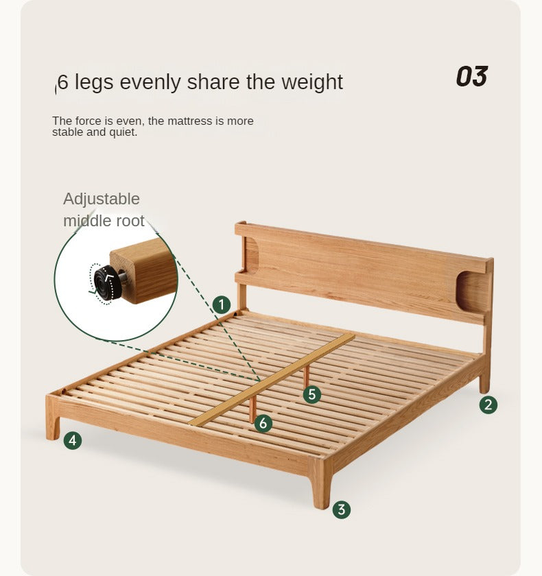 Oak solid wood luminous bed charger, shelf