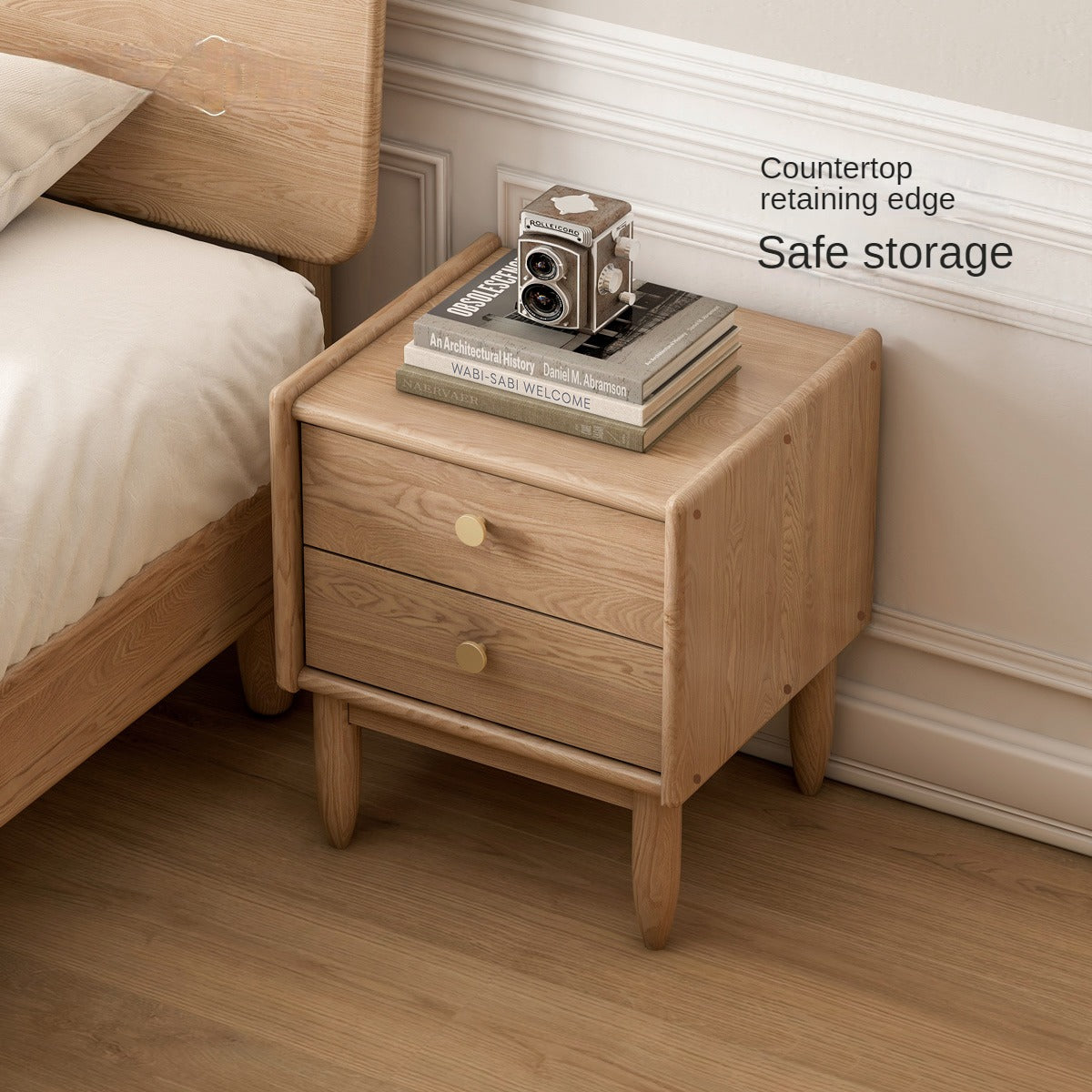 Ash wood deals nightstand