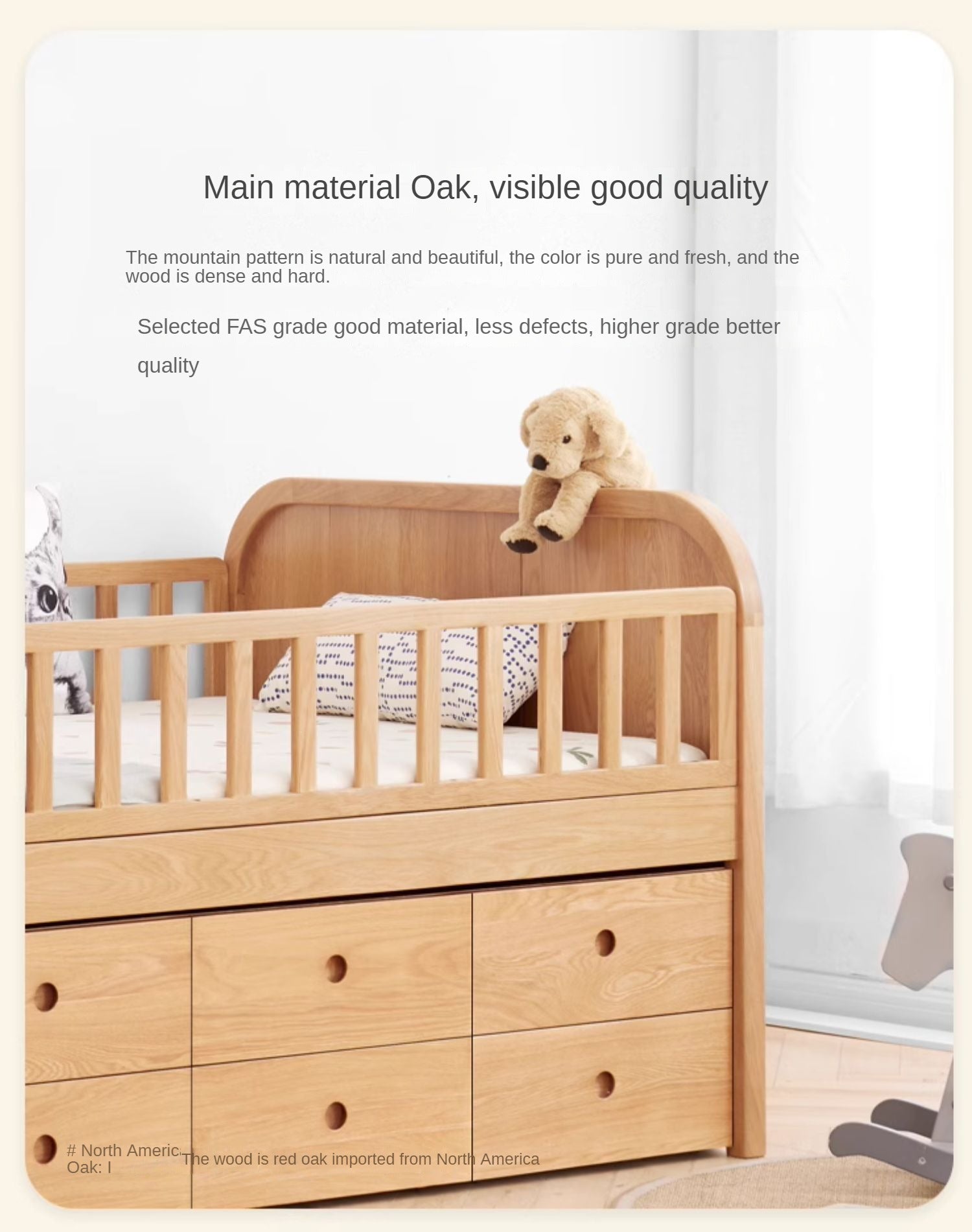 Oak solid wood Multi-function wide storage box bed<