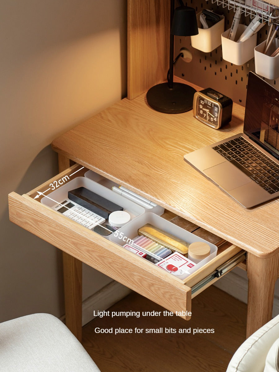 Oak solid wood modern desk bookshelf integrated