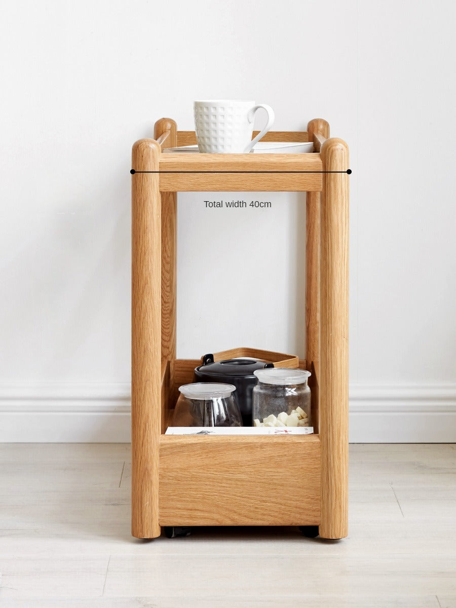 Oak Solid Wood Mobile storage side table