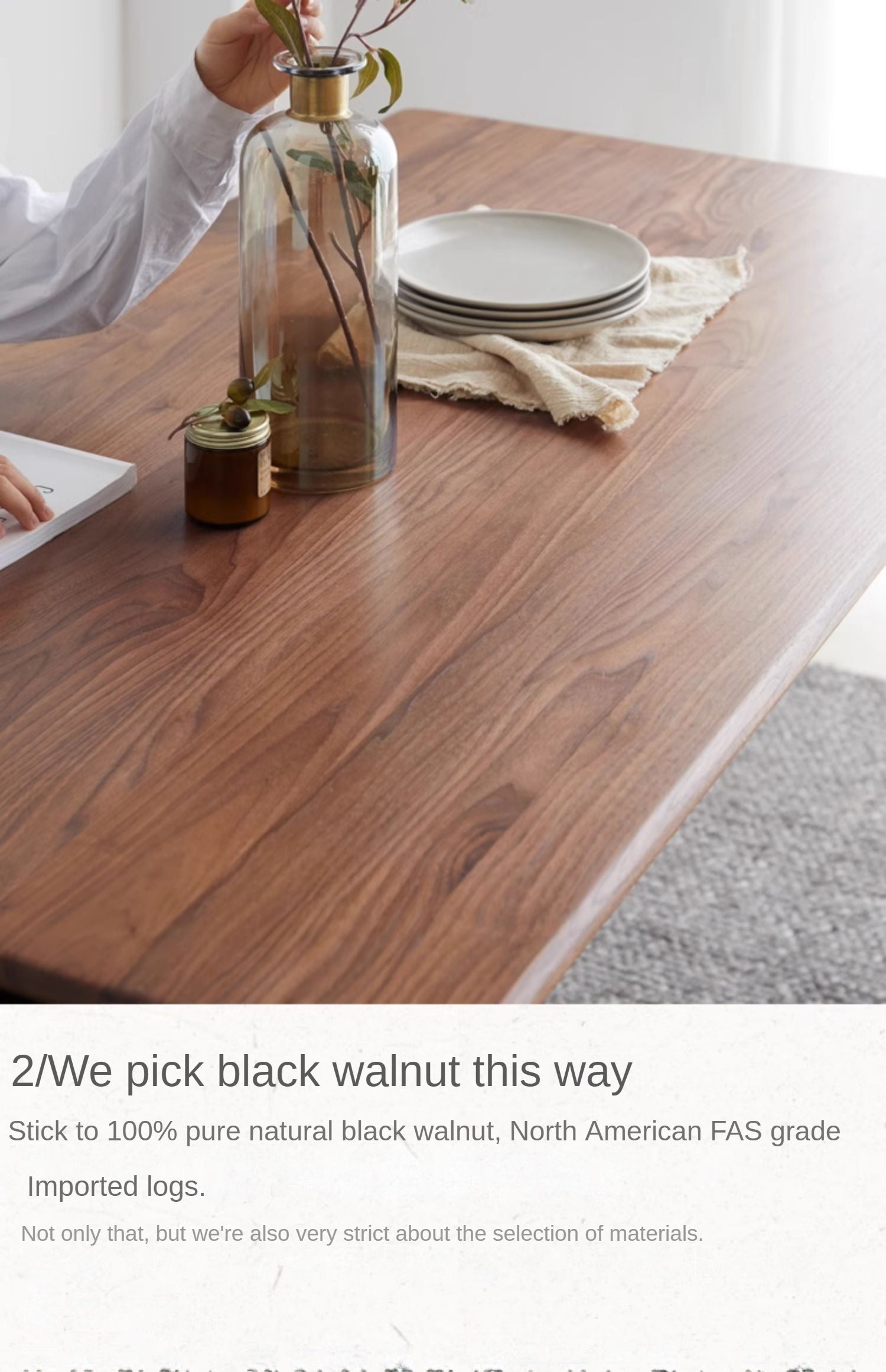 Black walnut, ash solid wood dining table