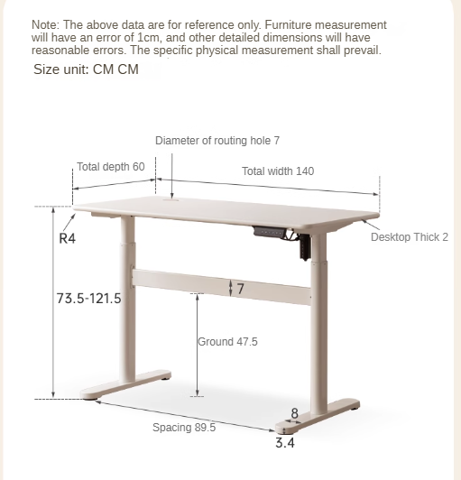 Poplar Solid Wood White Cream Style Electric Lift Desk