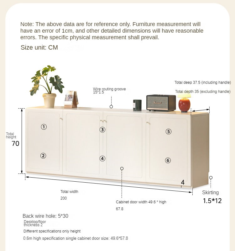 Poplar Solid wood storage integrated floor-standing high TV cabinet-