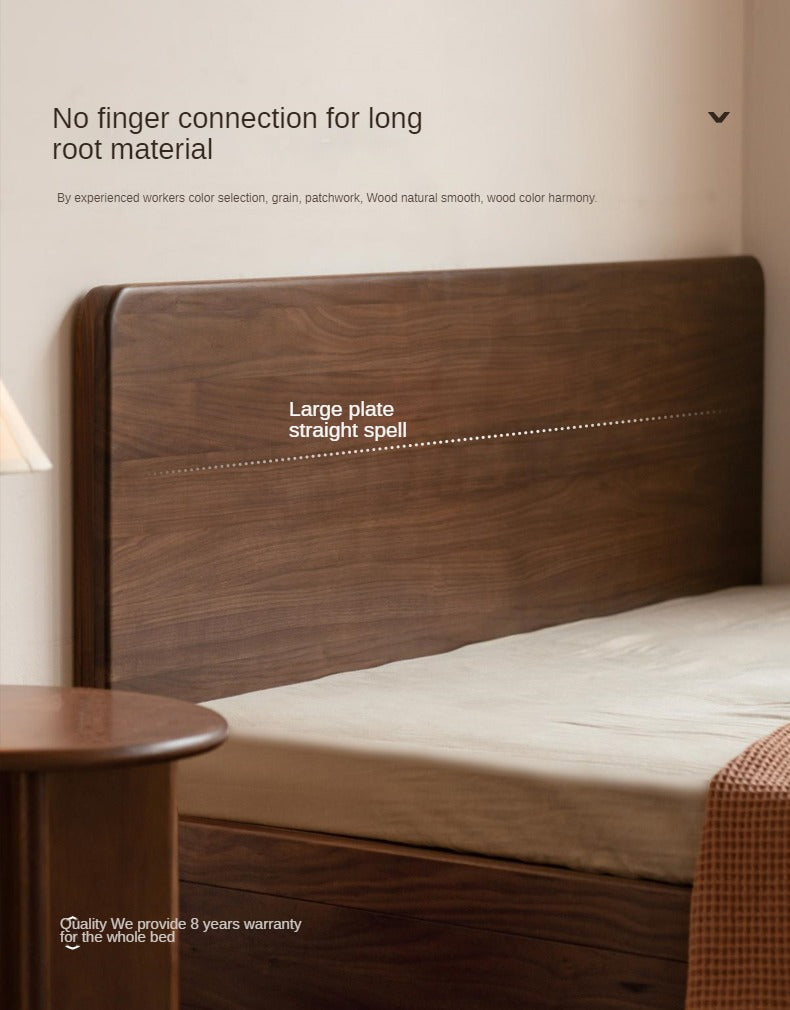 North American black walnut solid wood light luxury box bed<