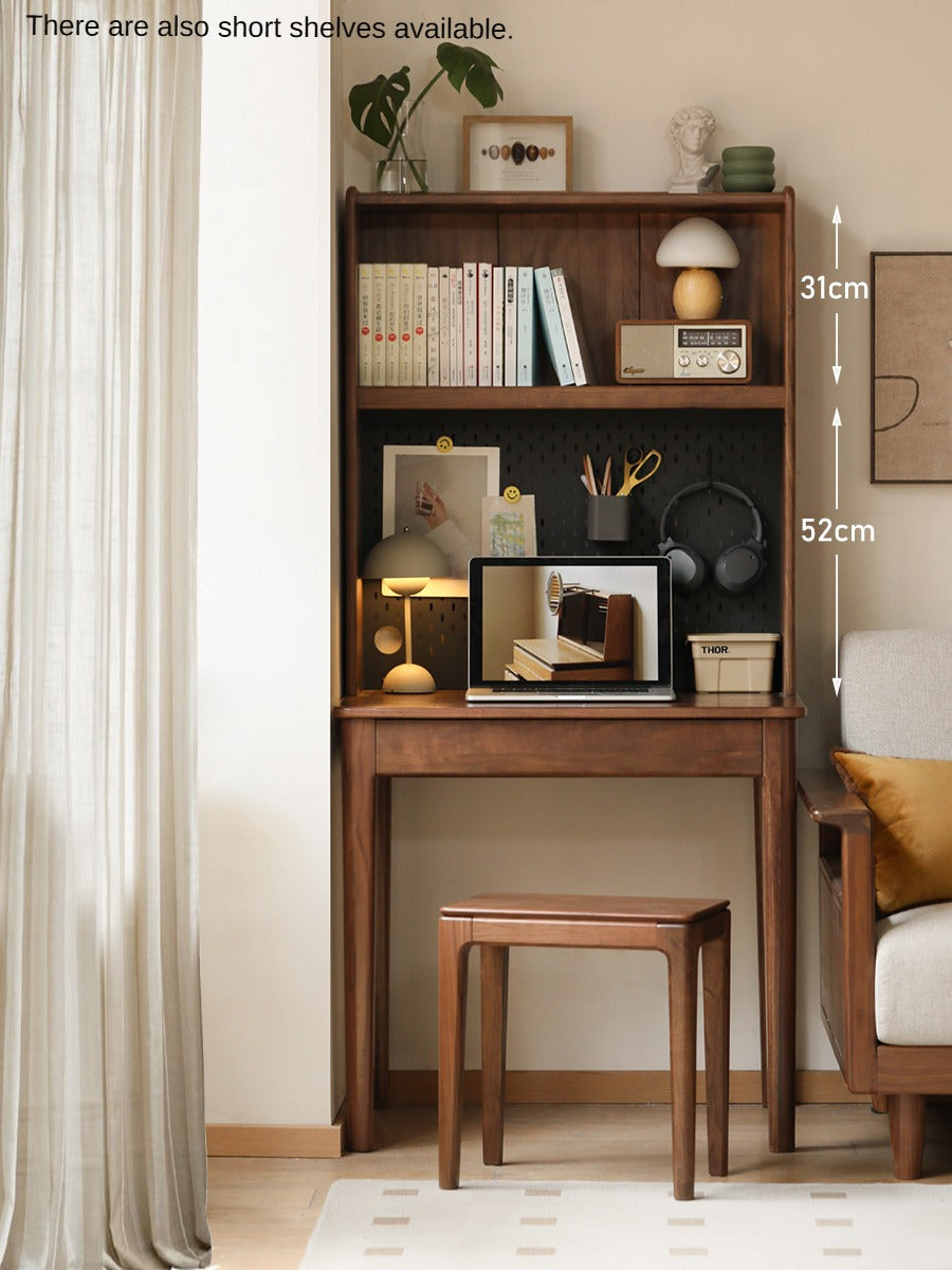 Black walnut solid wood desk bookshelf