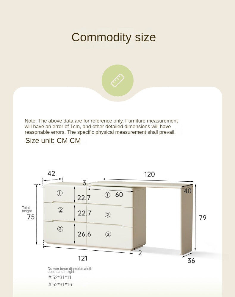 Poplar Solid Wood Cream Air Makeup Table,