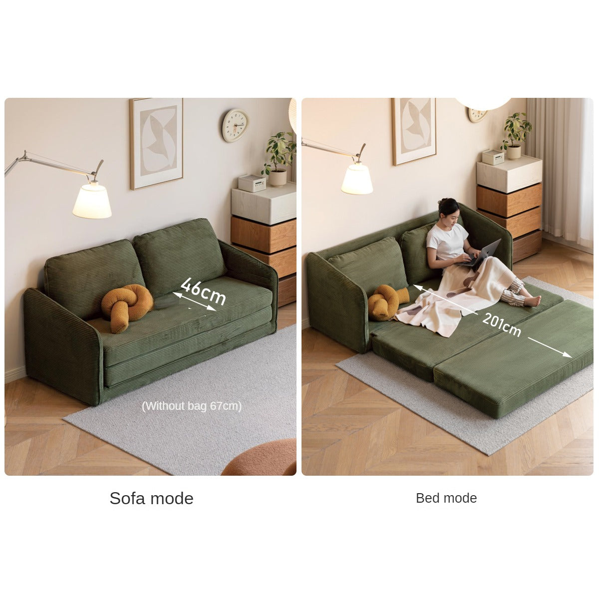 Fabric floor folding dual-purpose sofa