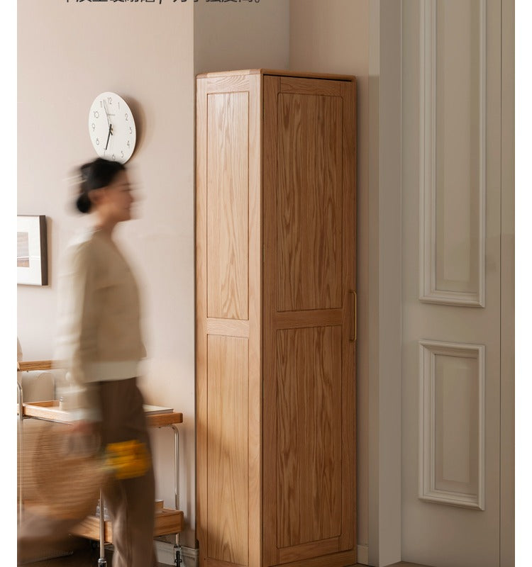 Oak Solid Wood Mirror Entrance Cabinet