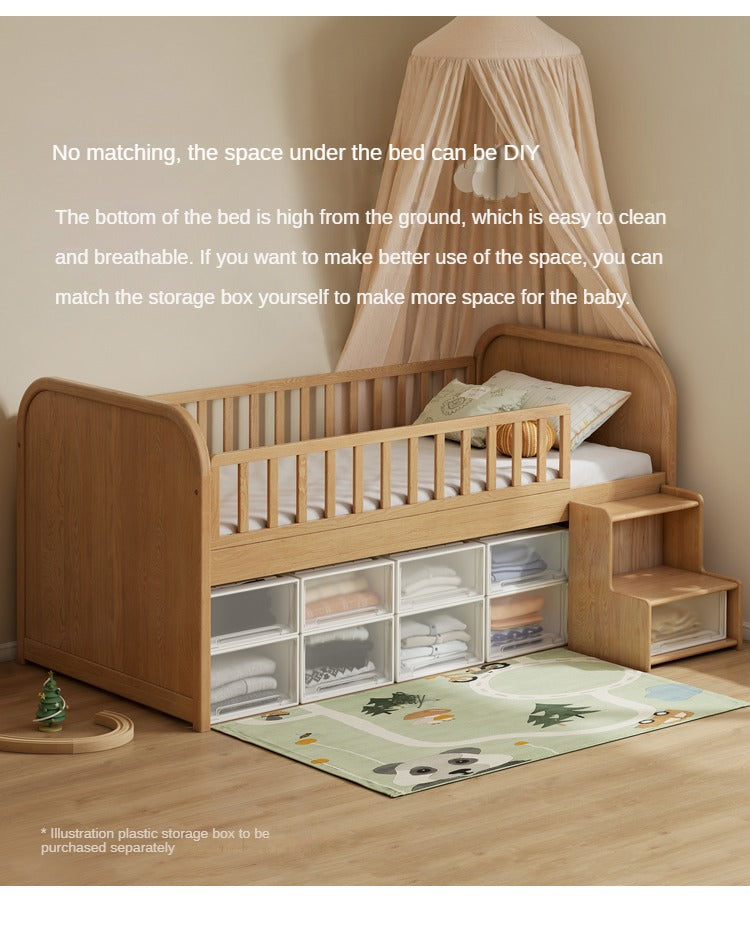 Oak solid wood Multi-function wide storage box bed<