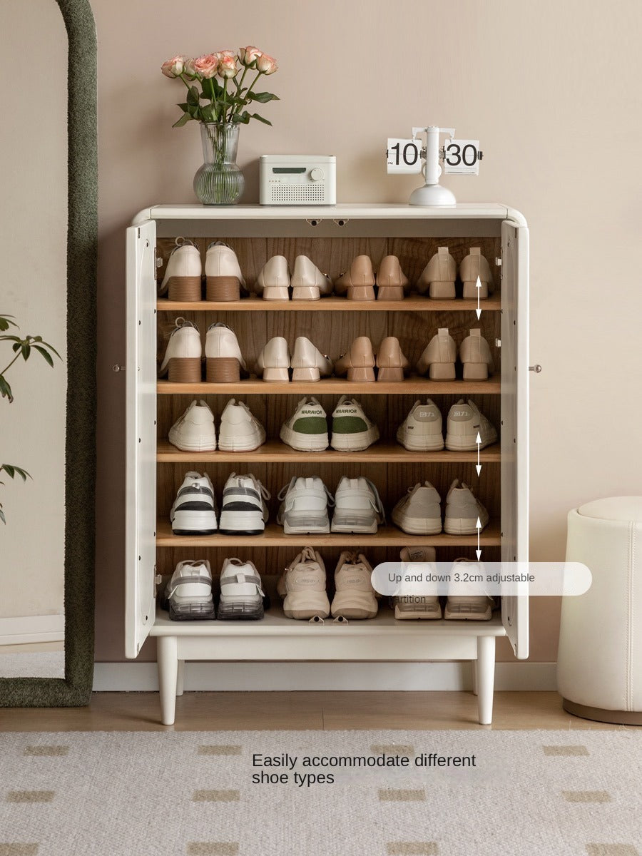 Pine Solid wood shoe cabinet French cream style: