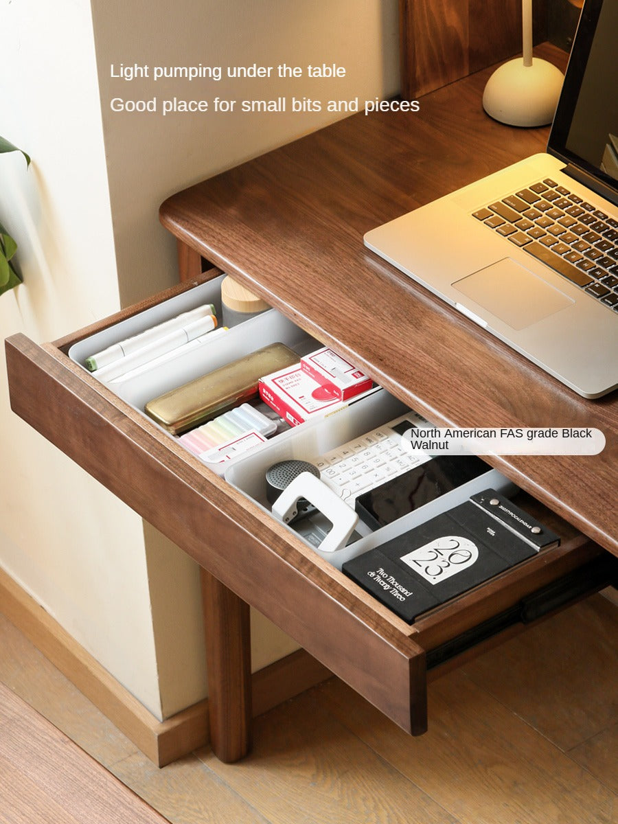 Black walnut solid wood desk bookshelf