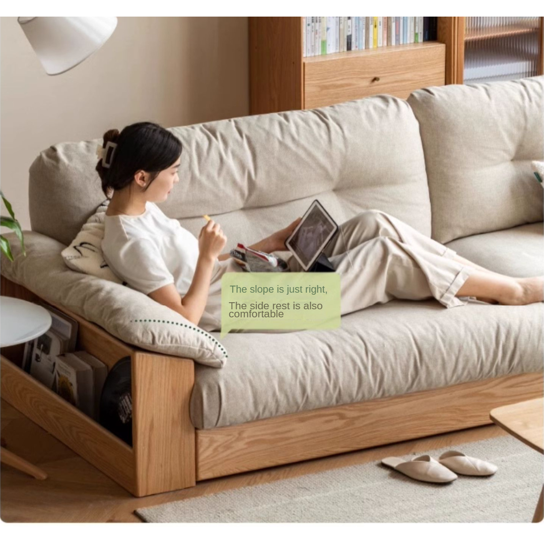 Oak Solid Wood Floor Storage Sofa Modern