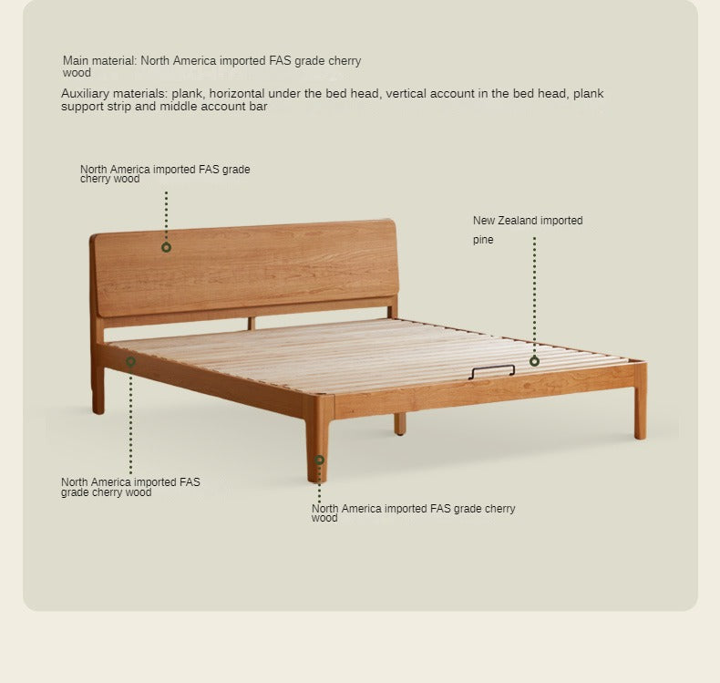 Cherry solid wood bed medieval style<