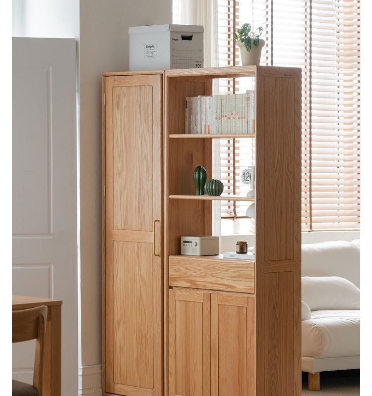 Oak Solid Wood Mirror Entrance Cabinet