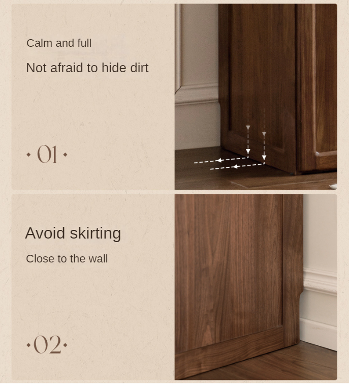 Black Walnut, Sandalwood Solid Wood French Wardrobe