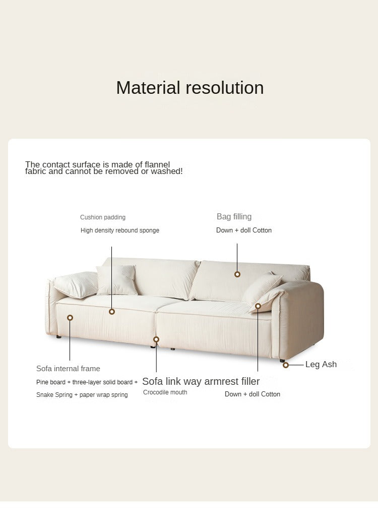 Fabric Straight Sofa Cream Style