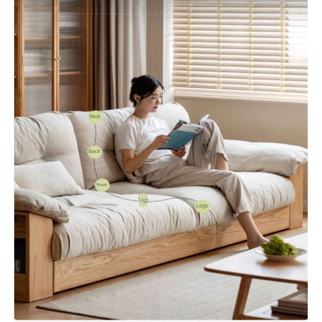 Oak Solid Wood Floor Storage Sofa Modern