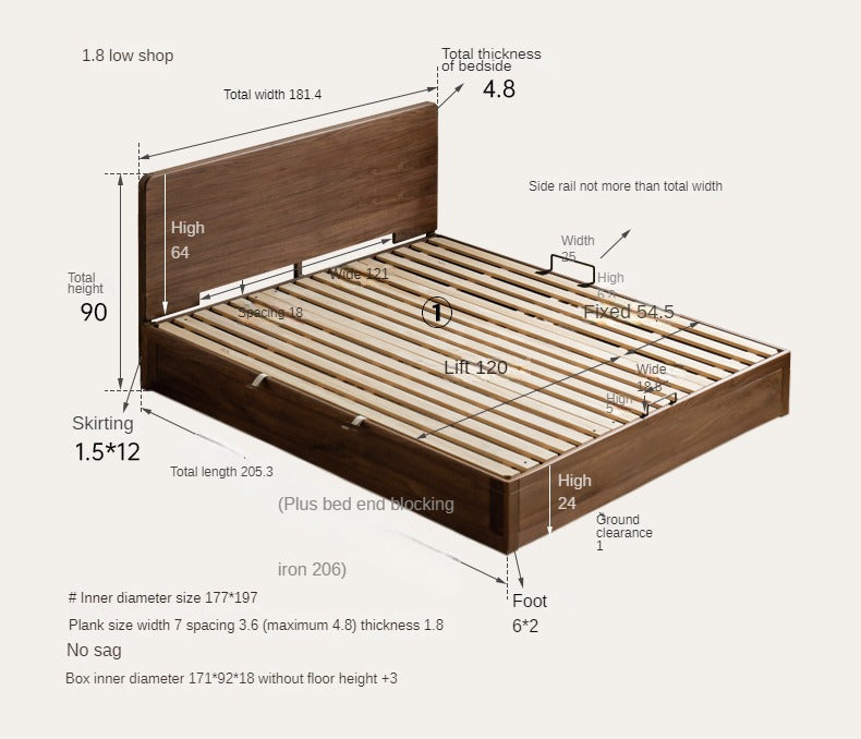 North American black walnut solid wood light luxury box bed<