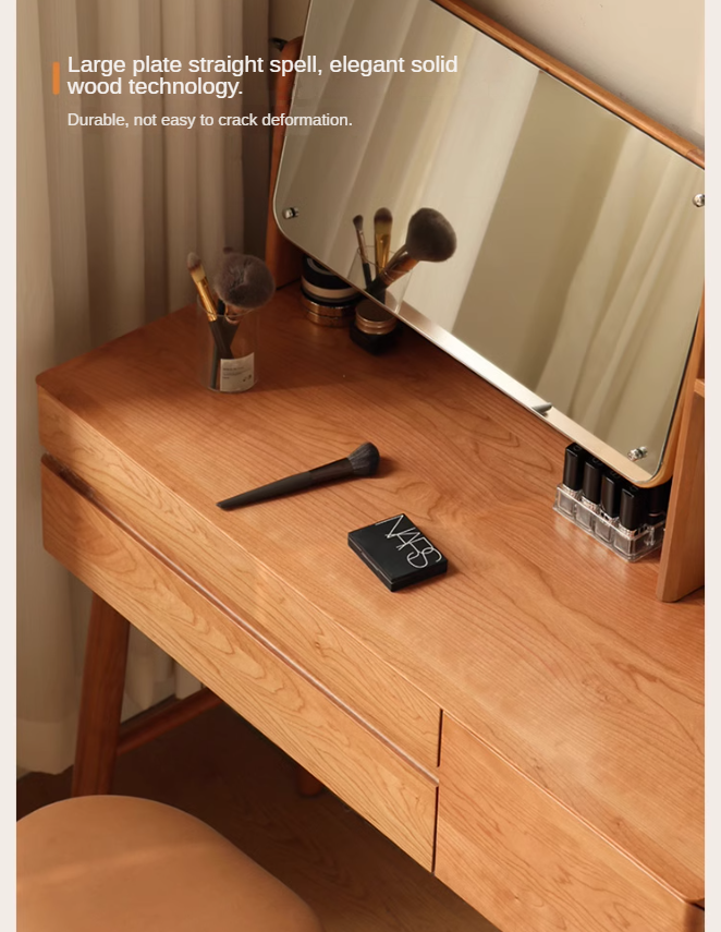 Cherry Wood Dressing Table Nordic Makeup Mirror