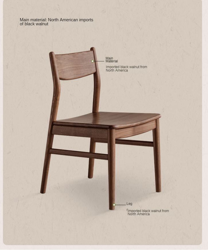 Set pcs 4 Black Walnut, White Ash, Oak, White Oak, Beech, Sandalwood, Rosewood Solid Wood Dining Chair