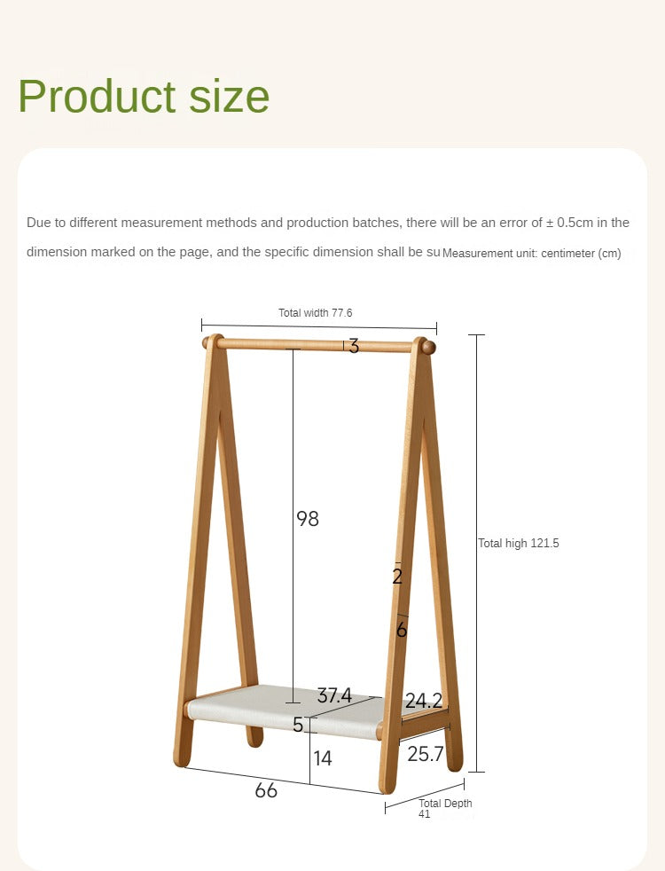 Beech Solid Wood Children's Hanger Floor Storage Rack