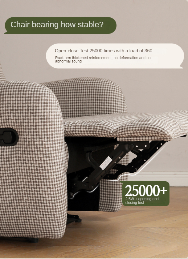 Modern Houndstooth Fabric Recliner Chair with Extendable Footrest