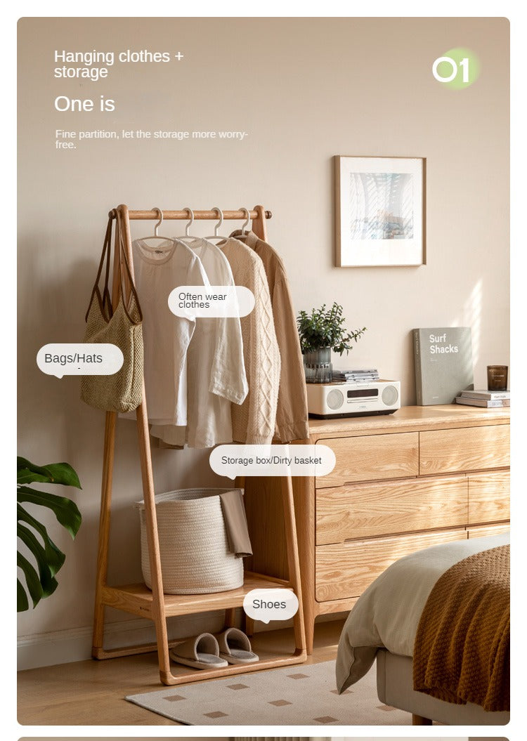 Oak solid wood clothes hangers rack: