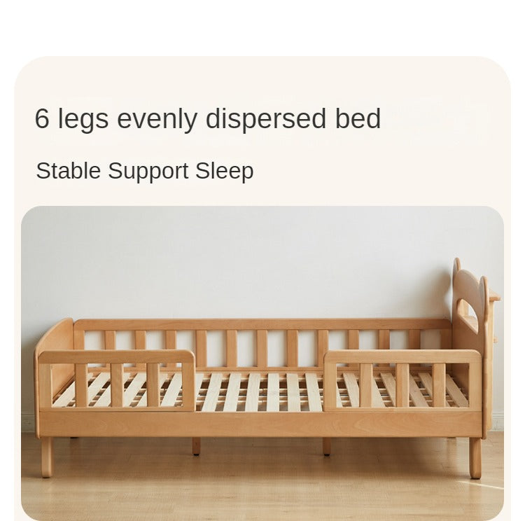 Beech solid wood children's guardrail bed with light