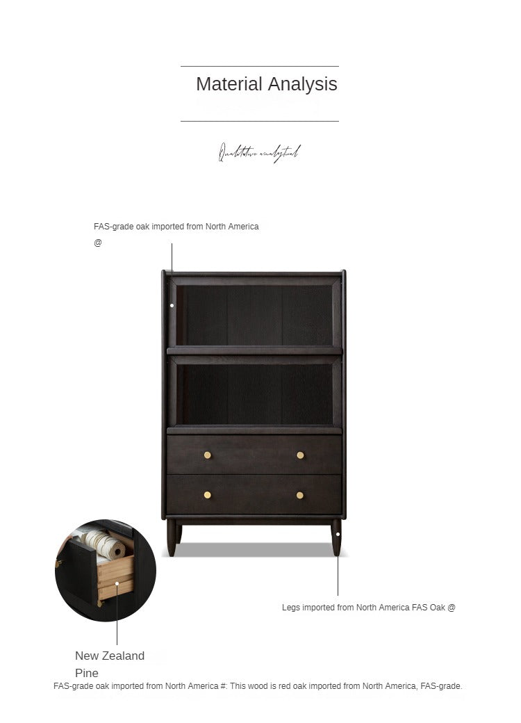 Oak solid wood side cabinet style black-