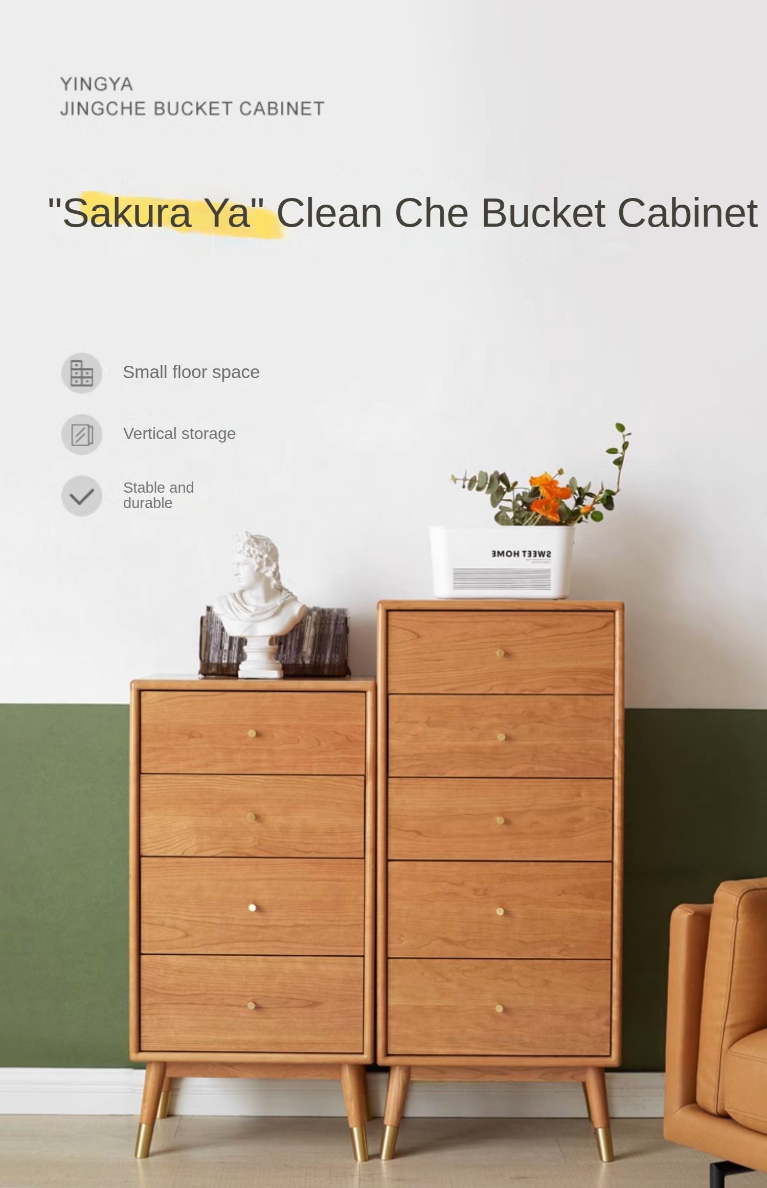 Cherry Solid Wood Modern Light Luxury Chest of Drawers