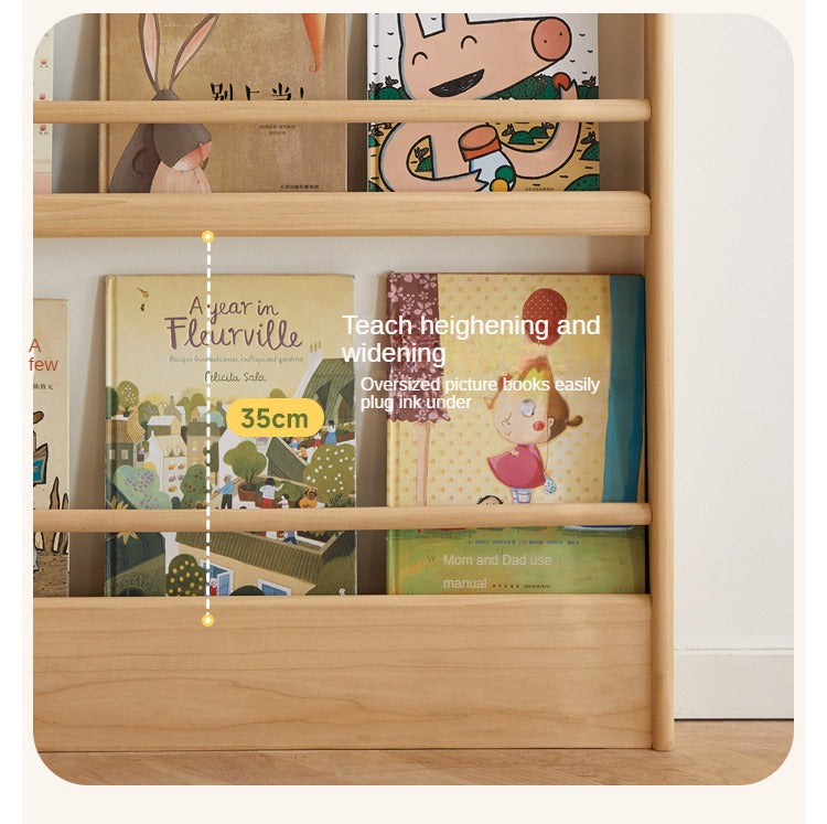 Popar Solid Wood Wall Mounted Storage Children's Book Stand