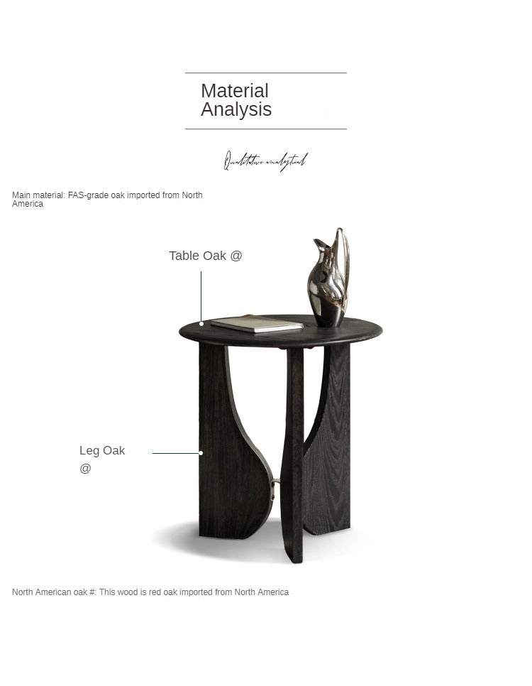 Oak Solid wood curved leg side table -