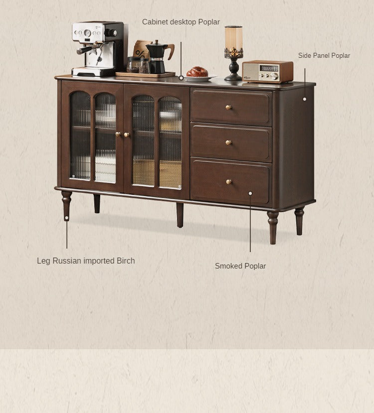 Poplar Solid Wood American Retro Dining Sideboard