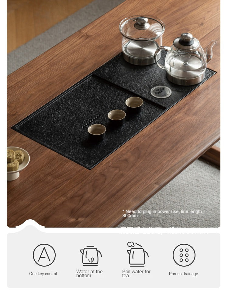 Black walnut solid wood tea table tea tray integrated,