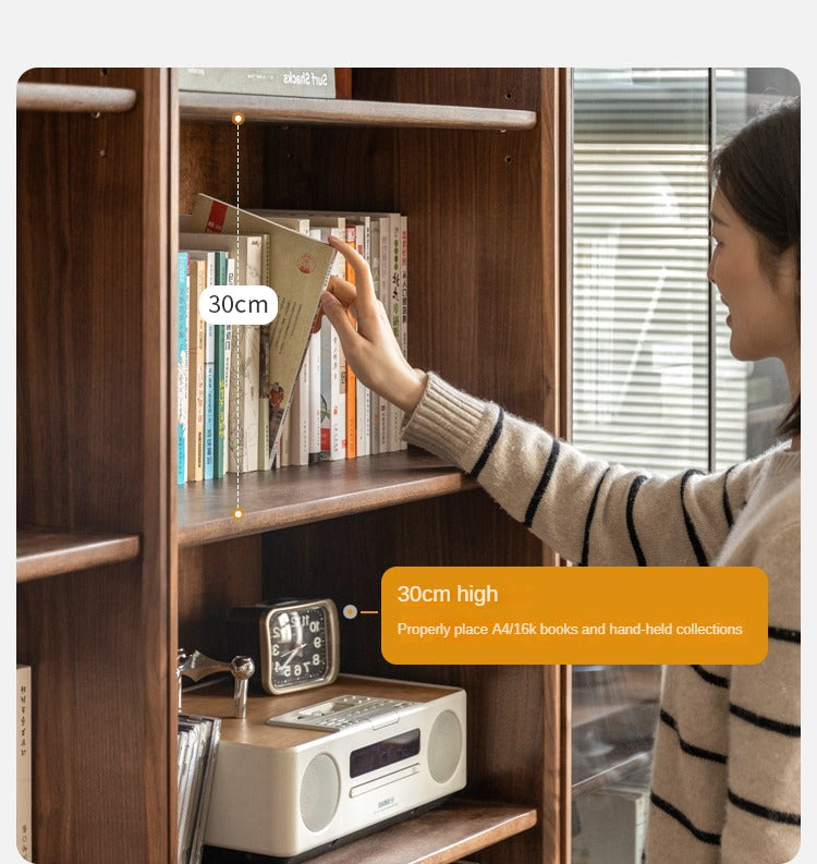 Black Walnut solid wood bookcase floor-standing free combination bookshelf<