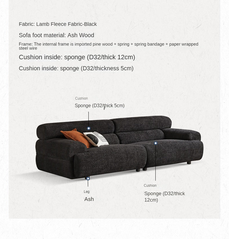 Fabric Sofa French Retro Three-seat Straight Sofa