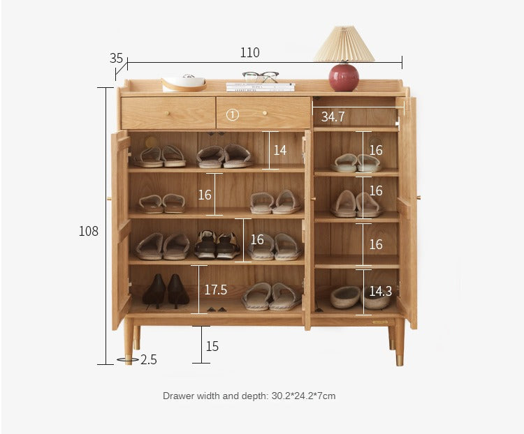 Oak Solid Wood Modern Nordic Storage Shoe Cabinet