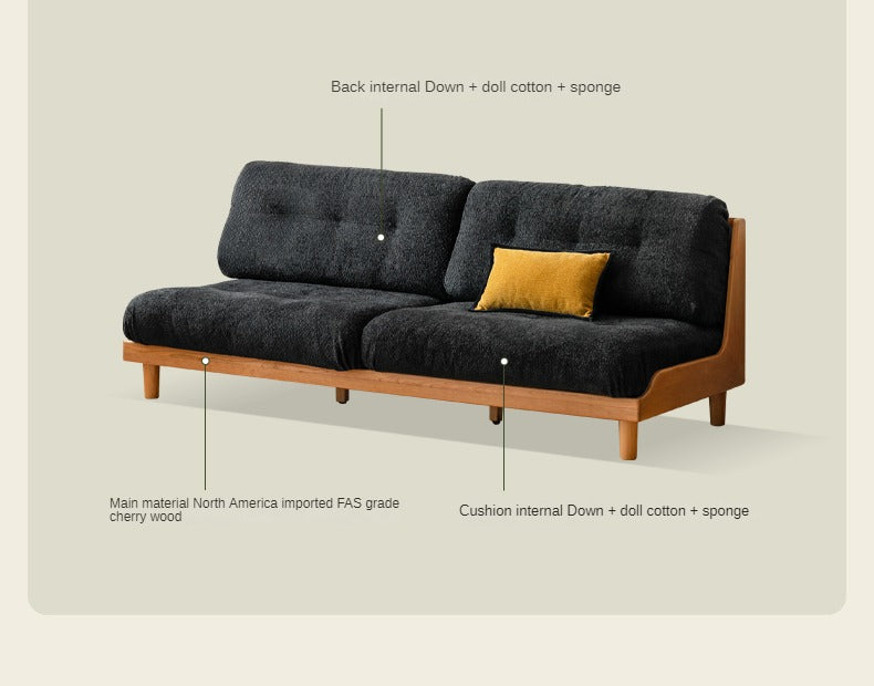 Cherry Solid Wood Modern Straight Sofa