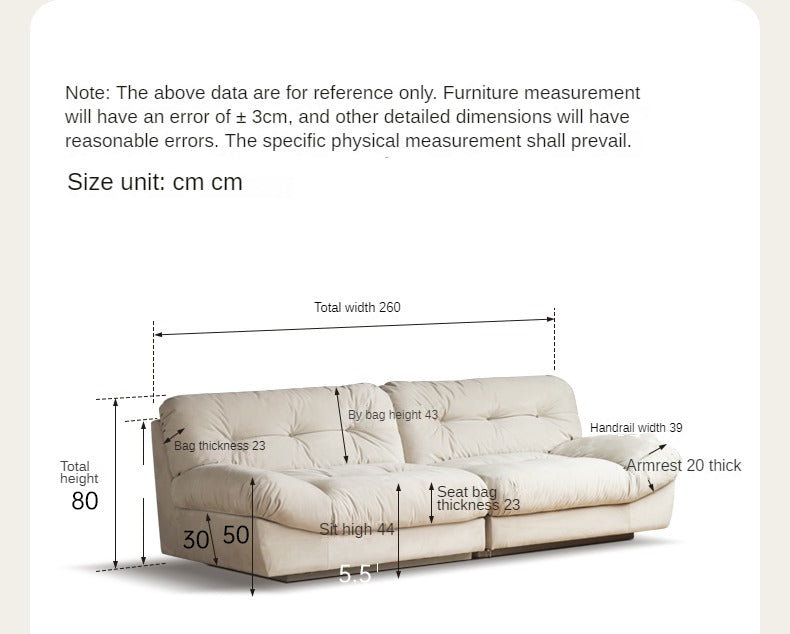 Fabric straight cloud sofa