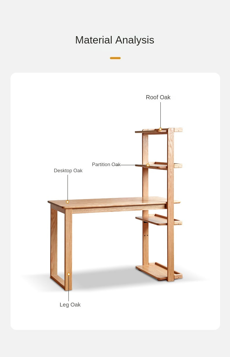 Oak Solid wood corner desk bookshelf integrated "
