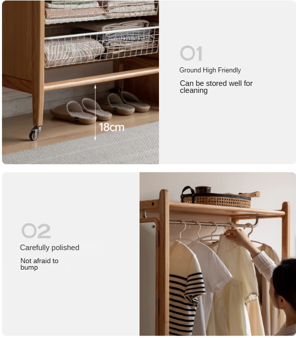 Oak Solid Wood Rack Integrated Clothes Hanger