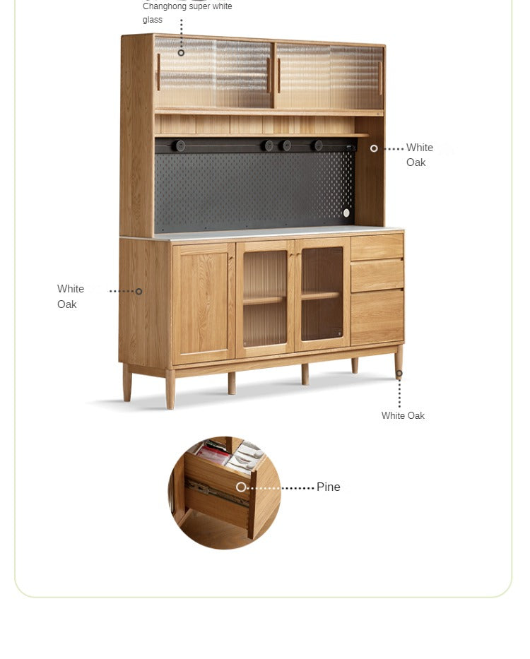 Oak solid wood rock plate capacity high storage cabinet,