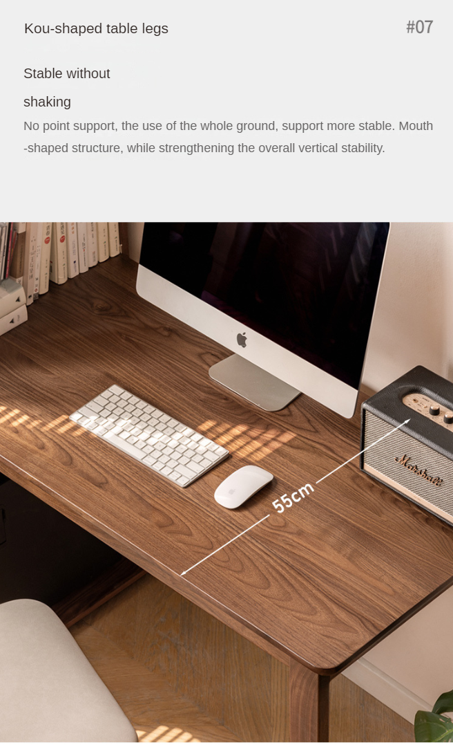 Black Walnut, Ash Solid Wood Desk Bookshelf