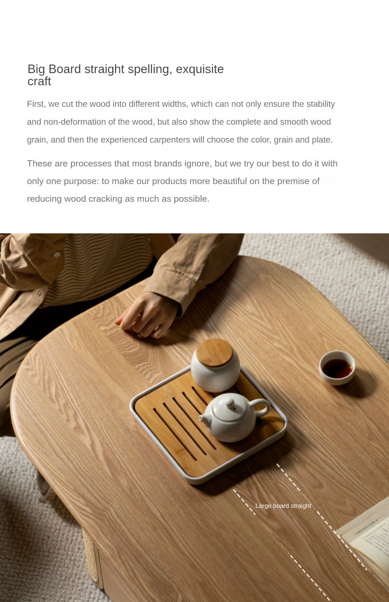 Ash Solid Wood Tea Table Japanese "