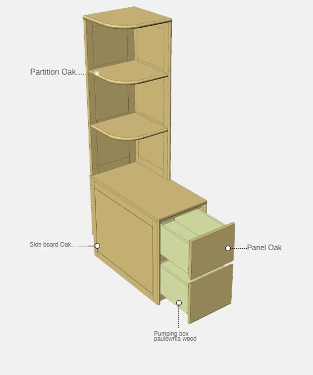 Oak Solid Wood Edge Side Cabinet Corner Bedside)