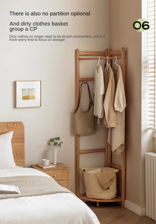 Oak Solid Wood Corner Hanger Rack